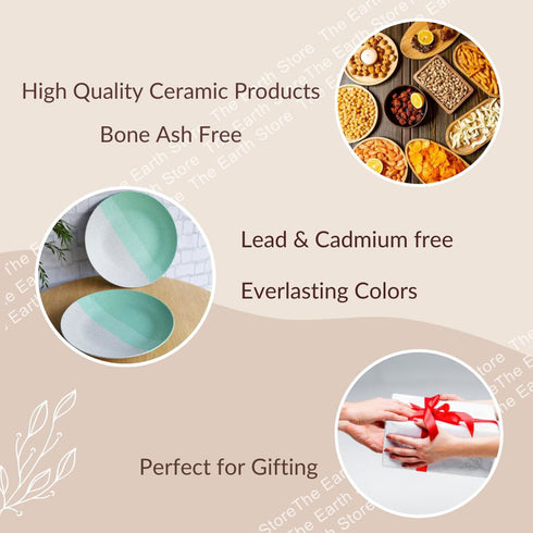 Tritone Green Matte Ceramic Set of 2 Dinner Plates - The Earth Store - Dinnerware